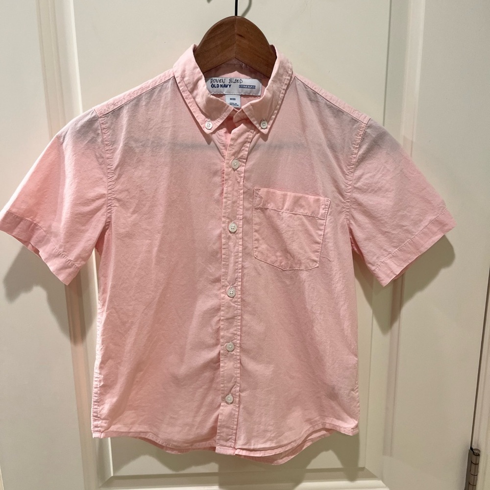 Old Navy Pink Cotton Short-Sleeve Button Down Boys Size 8 Medium